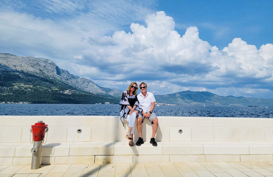 Danelle and Jason on the seawall in Croatia