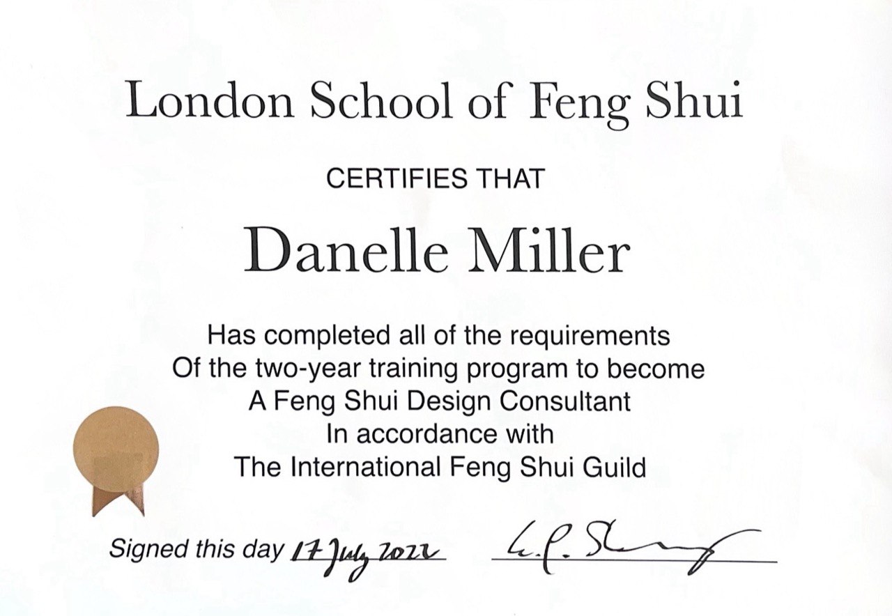 London School of Feng Shui — Danelle Miller certificate